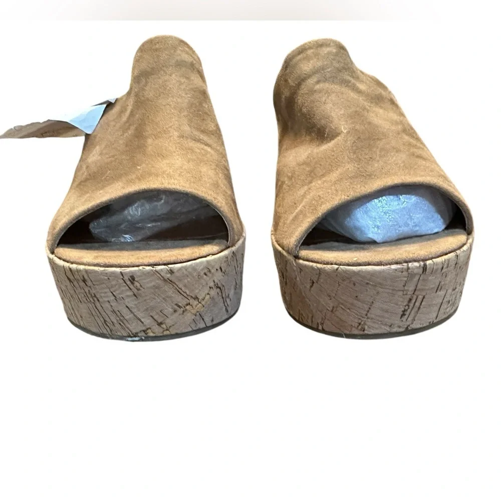 A New Day Platform‎ Slide Heels camel color  suede cork platform heels size 11